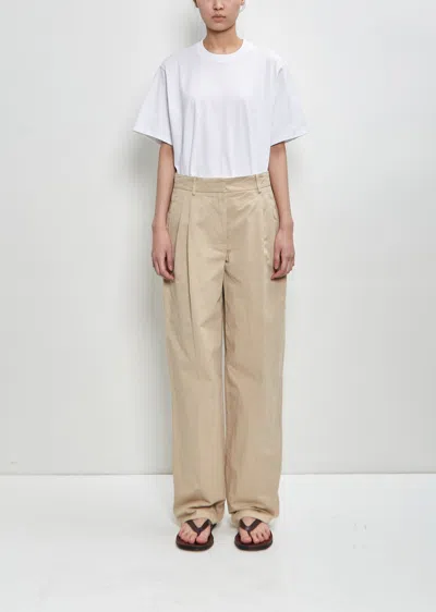 The Row Lilas Light Khaki Cotton And Linen Trousers In Green