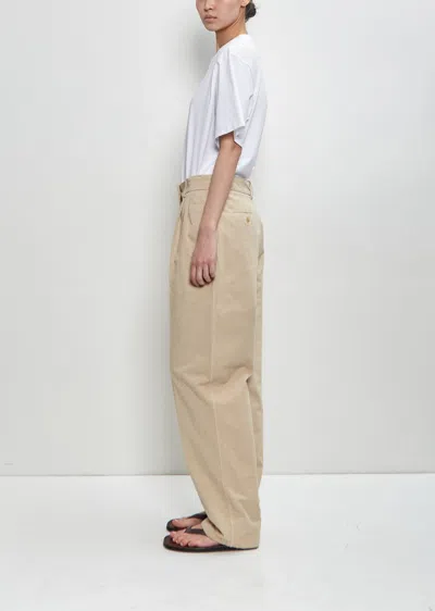 The Row Lilas Light Khaki Cotton And Linen Trousers In Green