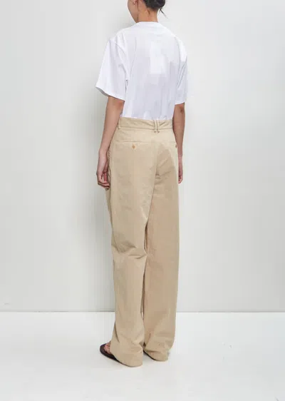 The Row Lilas Light Khaki Cotton And Linen Trousers In Green