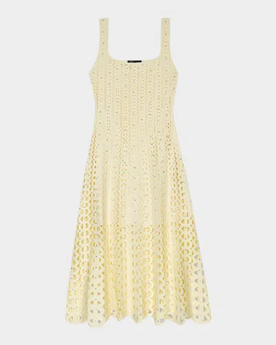 Maje Crocheted Embellished Midi Dress In Jaune