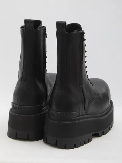 Balenciaga Black Ankle Boots With Logo Plaque On The Front And Side Zips In Leather Man