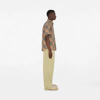 Burberry Short-sleeved Check Pattern Shirt With Button-down Collar