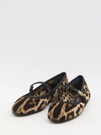 Dolce & Gabbana Multicolor Ballerinas In Cotton And Viscose With Leopard Print Women