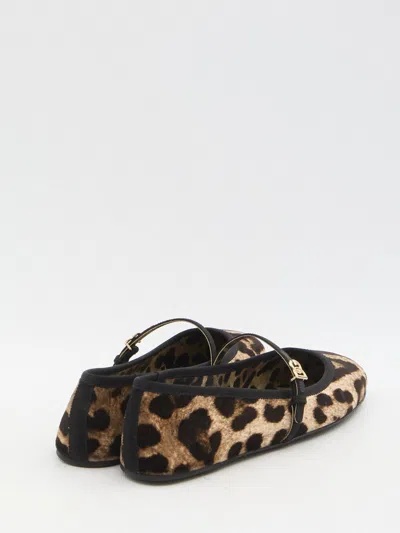 Dolce & Gabbana Multicolor Ballerinas In Cotton And Viscose With Leopard Print Women