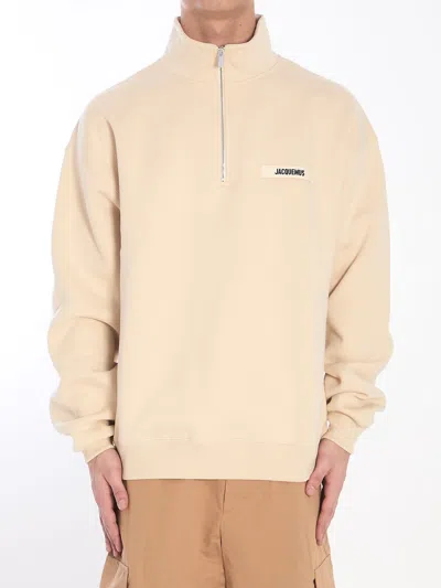 Jacquemus The Gros Grain High-collar Logo Sweatshirt In Neutral