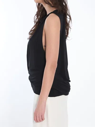 Jacquemus Le Haut Peplo Black Top With Square Neck And Cut-out On The Side In Viscose Blend Woman