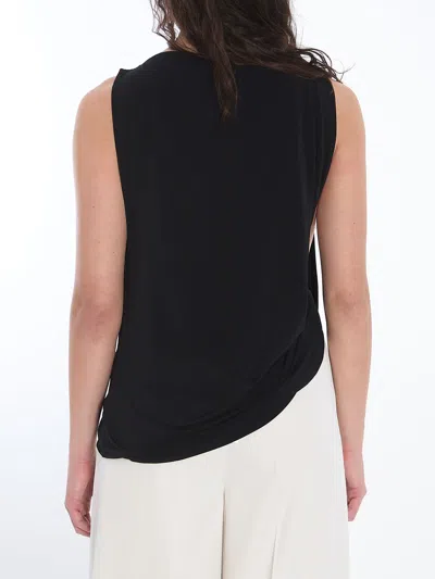 Jacquemus Le Haut Peplo Black Top With Square Neck And Cut-out On The Side In Viscose Blend Woman