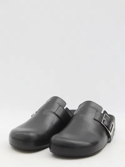 Loewe Ease Buckle Brushed Leather Clogs