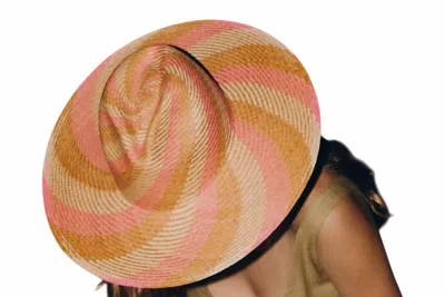 Van Palma Ema Straw Hat In Fuchsia And Terra In Multi