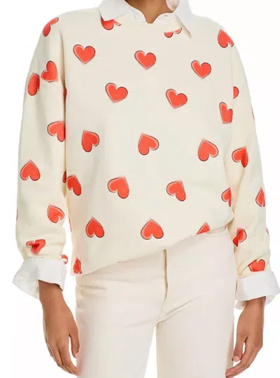 Kule Multi Heart Oversized Sweatshirt In Ivory In Multi