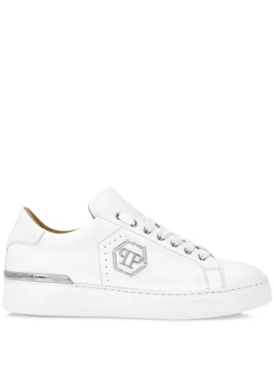 Philipp Plein White Leather Sneakers In White