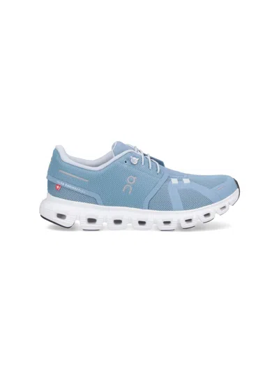 On Low Top Sneakers With Mesh Upper And Rubber Outsole In Light Blue