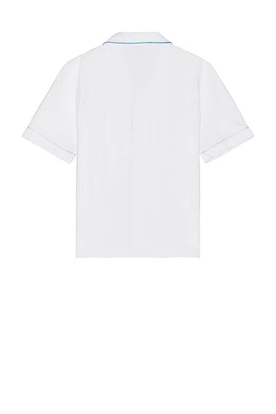 Casablanca Short Sleeved Shirt In Jacquard Cotton Blend Terry Cloth With White Monogram Men