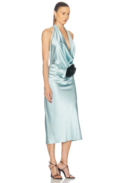 Alejandra Alonso Rojas Draped Halter Dress In Blue