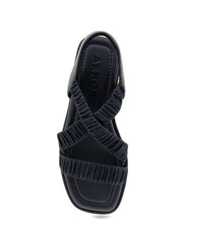 Aerosoles Women's Bora Wedge Sandals In Navy Rouched Elastic Fabric