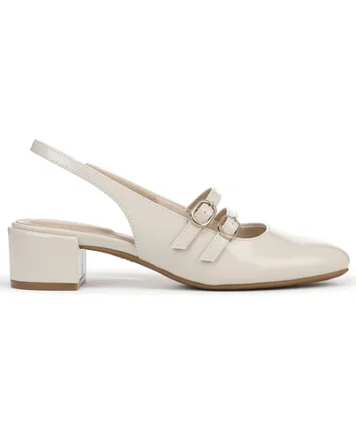 Lifestride Women's Beatrice Block Heel Slingback Pumps In Almond Milk Faux Patent