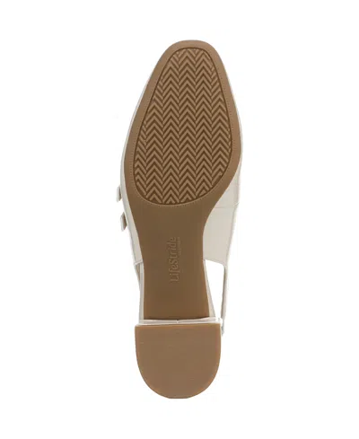 Lifestride Women's Beatrice Block Heel Slingback Pumps In Almond Milk Faux Patent