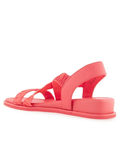 Aerosoles Women's Bora Wedge Sandals In Coral Rouched Elastic Fabric