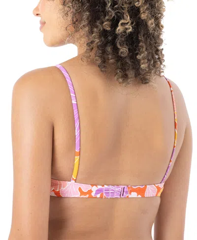 Roxy Women's Bell Bottom Blooms Ruched Underwire Bikini Top In Purple