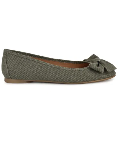 Nine West Women's Veronika Denim Bow Ballet Flats In Dark Olive Denim