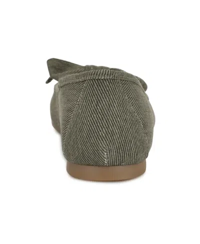 Nine West Women's Veronika Denim Bow Ballet Flats In Dark Olive Denim