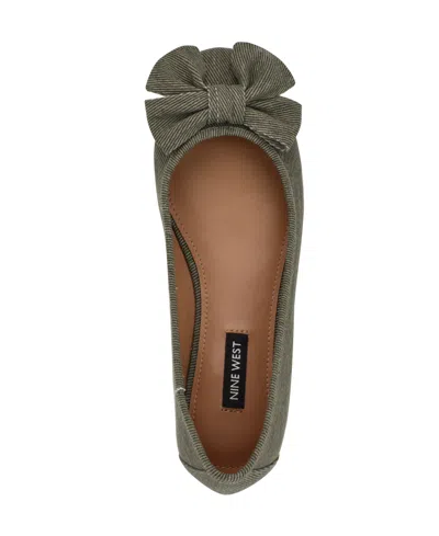 Nine West Women's Veronika Denim Bow Ballet Flats In Dark Olive Denim