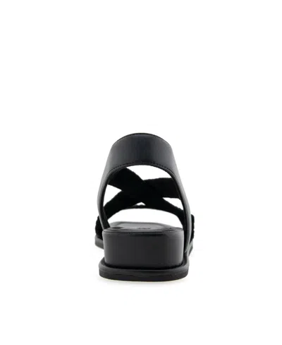 Aerosoles Women's Bora Wedge Sandals In Black Rouched Elastic Fabric