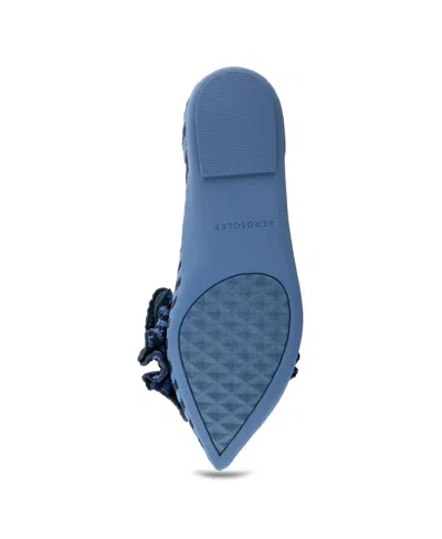 Aerosoles Women's Damira Pointed Toe Dress Flats In Blue Jean Textured Striped Knit Fabric