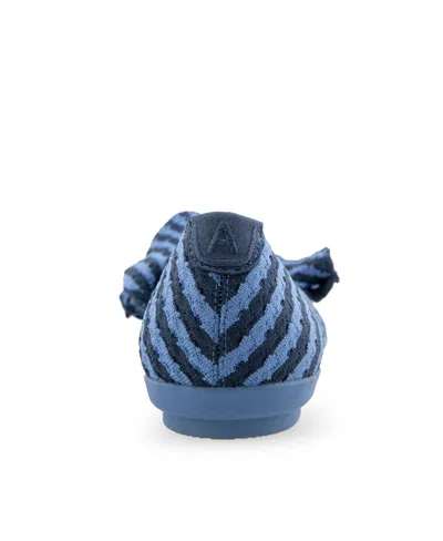 Aerosoles Women's Damira Pointed Toe Dress Flats In Blue Jean Textured Striped Knit Fabric