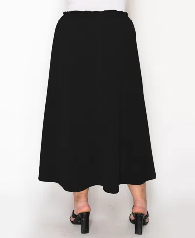 Coin 1804 Plus Size Textured Rib Elastic Waist Maxi Skirt In Black