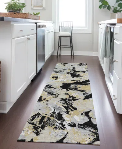 Addison Chantille Machine Washable Acn885 2'3"x7'6" Runner Area Rug In Black