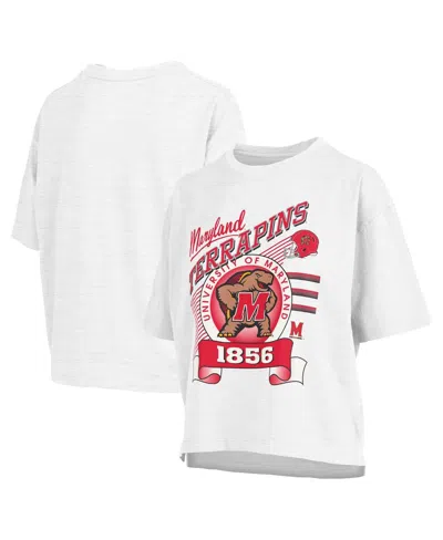 Pressbox Women's White Maryland Terrapins Rock Roll Slubâ T-shirt In White