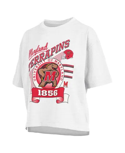 Pressbox Women's White Maryland Terrapins Rock Roll Slubâ T-shirt In White