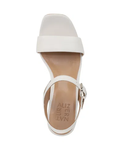 Naturalizer Women's Rose Block Heel Open Square Toe Platform Sandals In Warm White Leather