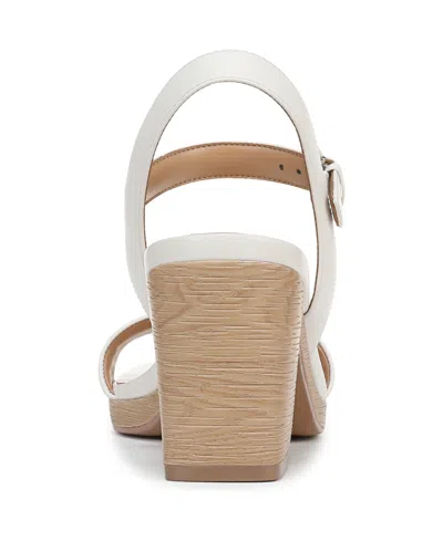 Naturalizer Women's Rose Block Heel Open Square Toe Platform Sandals In Warm White Leather