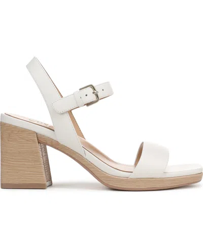 Naturalizer Women's Rose Block Heel Open Square Toe Platform Sandals In Warm White Leather