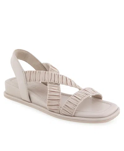 Aerosoles Women's Bora Wedge Sandals In Stone Rouched Elastic Fabric