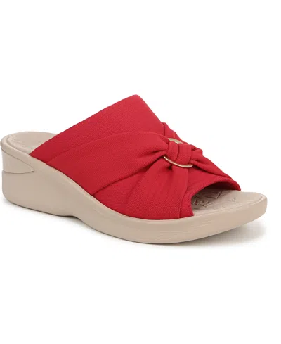 Bzees Lifestride Serenade Slide Sandal In Fire Red Stretch Fabric