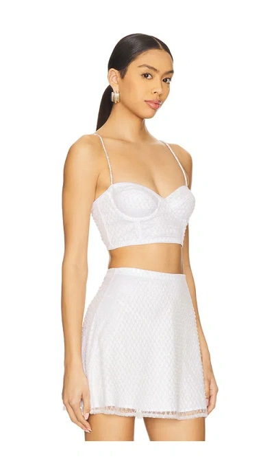 For Love & Lemons Glitter Grid Bustier Top In White