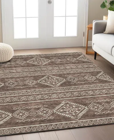 Addison Chantille Machine Washable Acn901 9'x12' Area Rug In Brown
