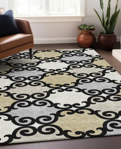Addison Chantille Machine Washable Acn883 5'x7'6" Area Rug In Black