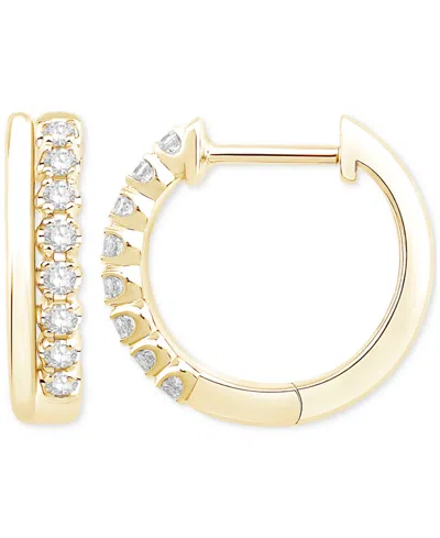 Macy's Diamond Double Row Hoop Earrings (1/5 Ct. Tw.) In 10k Gold In Yellow Gold