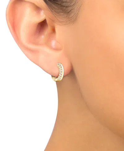 Macy's Diamond Double Row Hoop Earrings (1/5 Ct. Tw.) In 10k Gold In Yellow Gold