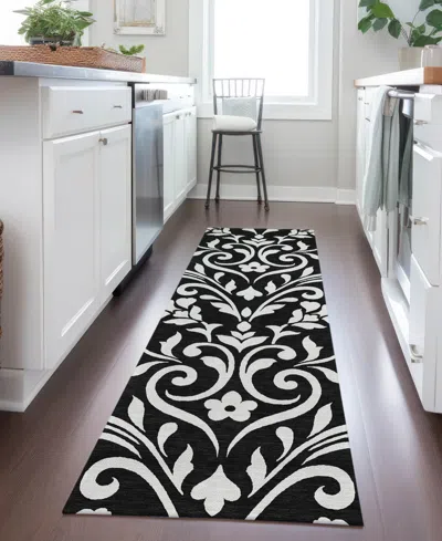 Addison Chantille Machine Washable Acn875 2'3"x7'6" Runner Area Rug In Black