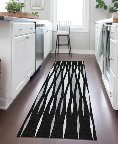 Addison Chantille Machine Washable Acn881 2'3"x7'6" Runner Area Rug In Black