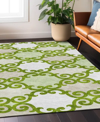 Addison Chantille Machine Washable Acn883 5'x7'6" Area Rug In Lime