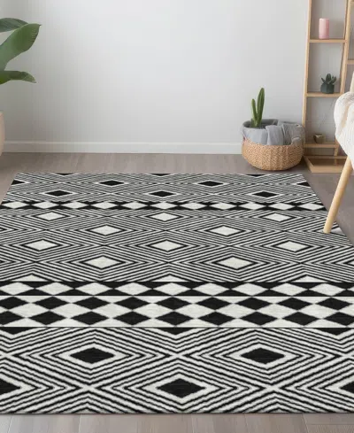 Addison Chantille Machine Washable Acn898 5'x7'6" Area Rug In Black