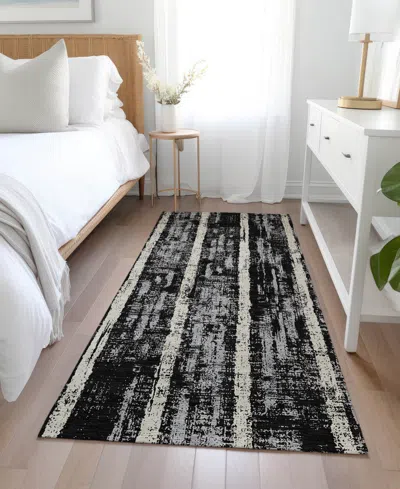 Addison Chantille Machine Washable Acn892 2'3"x7'6" Runner Area Rug In Black