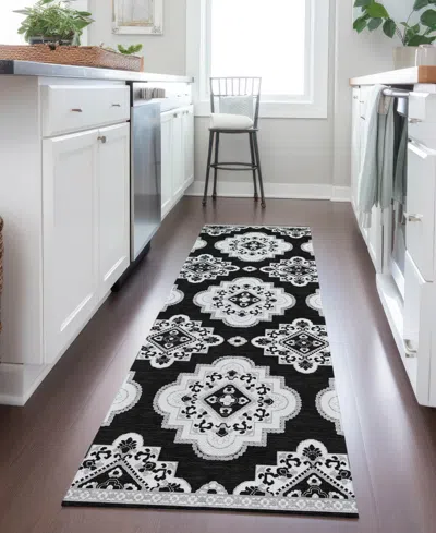 Addison Chantille Machine Washable Acn878 2'3"x7'6" Runner Area Rug In Black