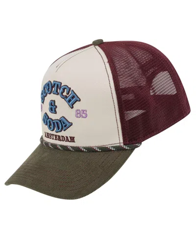 Scotch & Soda Men's Breezy Adjustable Trucker Cap In Olive